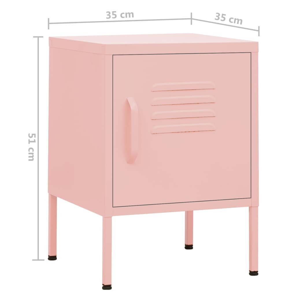 vidaXL Yöpöytä pinkki 35x35x51 cm teräs hinta ja tiedot | Yöpöydät | hobbyhall.fi