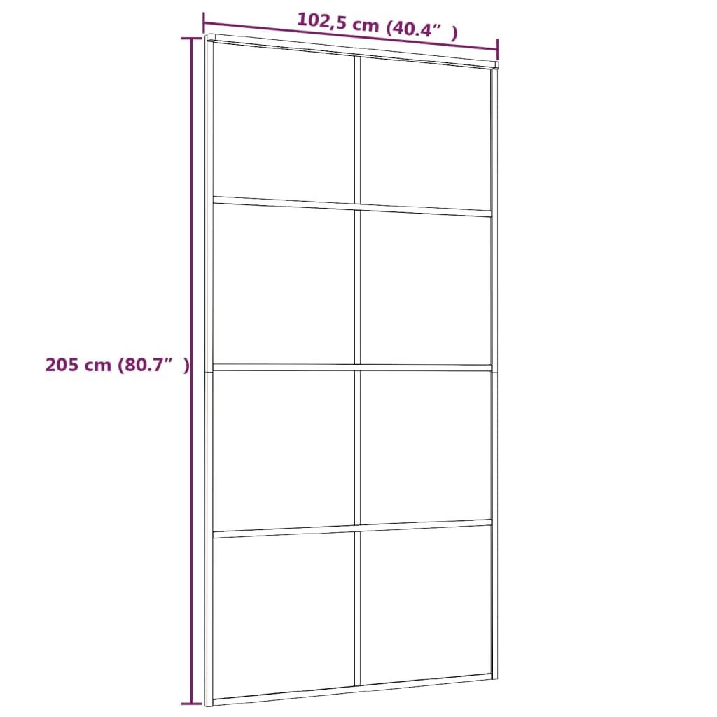 vidaXL Liukuovi ESG-huurrelasi ja alumiini 102,5x205 cm valkoinen hinta ja tiedot | Sisäovet | hobbyhall.fi