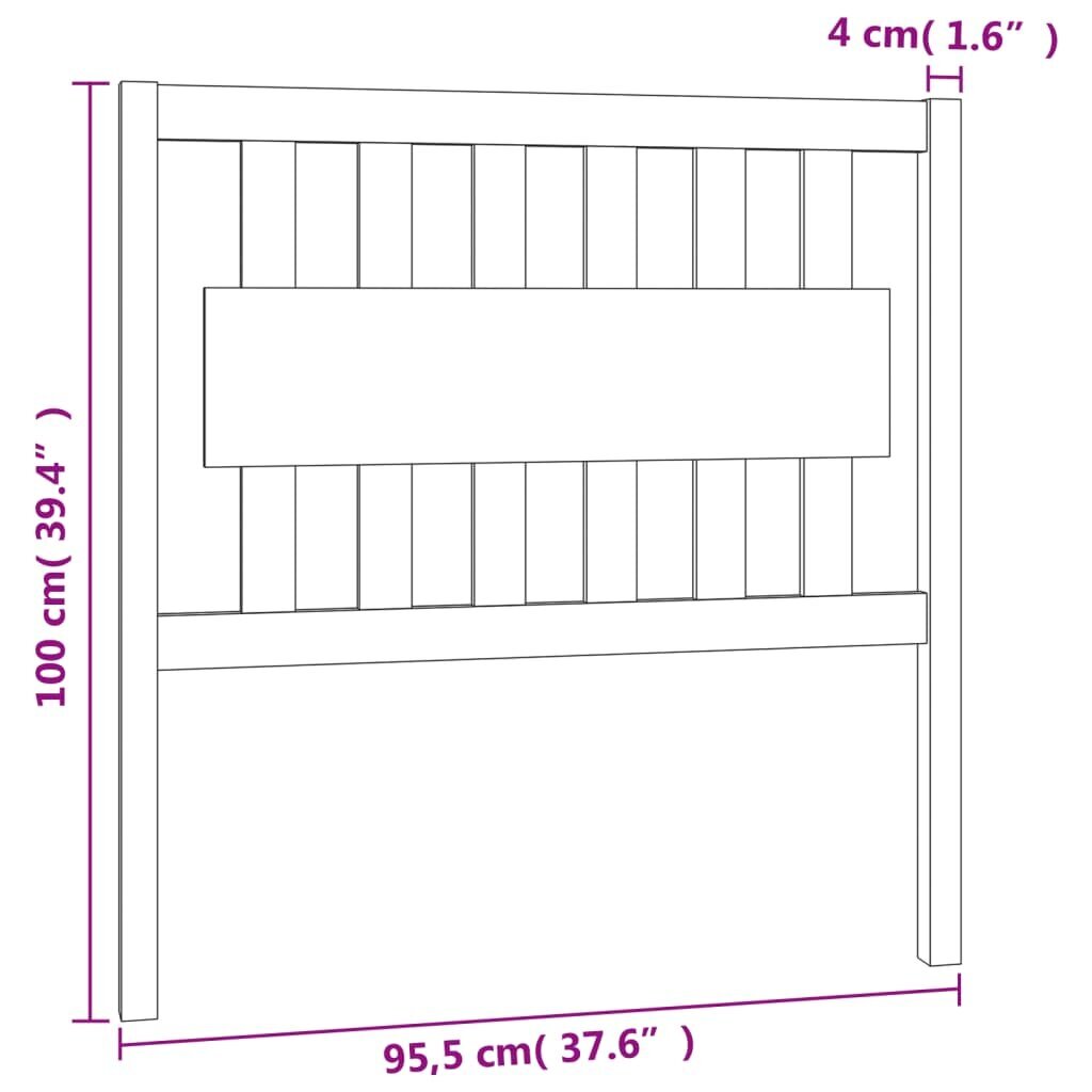 vidaXL Sängynpääty valkoinen 95,5x4x100 cm täysi mänty hinta ja tiedot | Sängyt | hobbyhall.fi