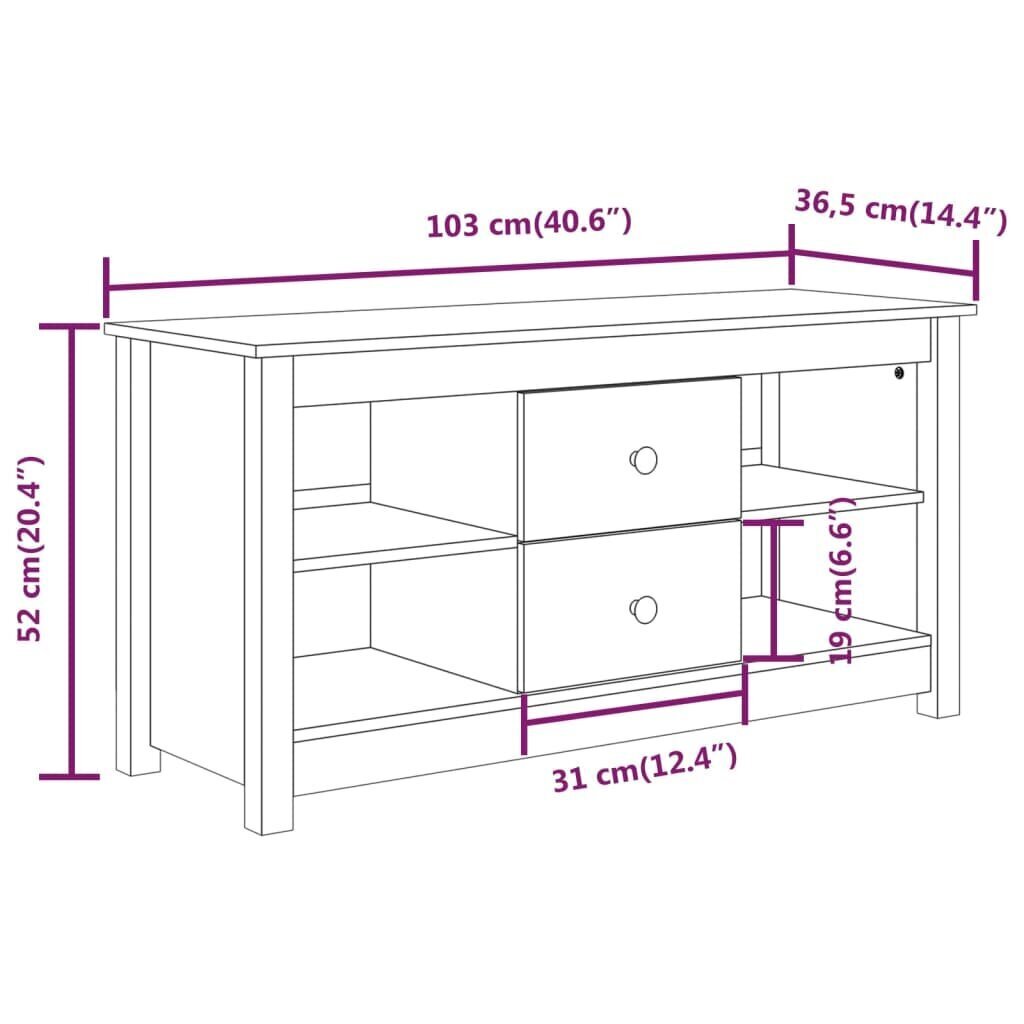 vidaXL TV-taso harmaa 103x36,5x52 cm täysi mänty hinta ja tiedot | TV-tasot | hobbyhall.fi