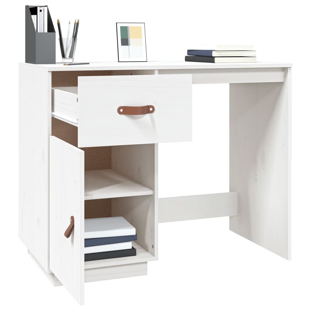 vidaXL Työpöytä valkoinen 95x50x75 cm täysi mänty hinta ja tiedot | Tietokonepöydät ja työpöydät | hobbyhall.fi