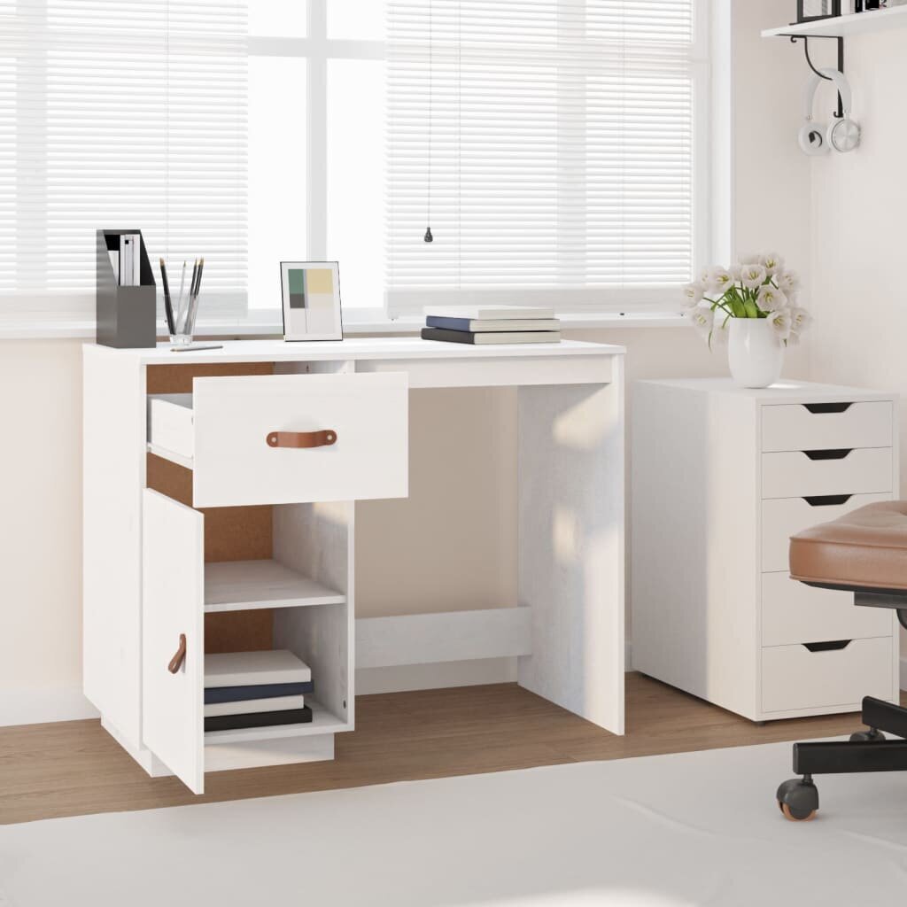 vidaXL Työpöytä valkoinen 95x50x75 cm täysi mänty hinta ja tiedot | Tietokonepöydät ja työpöydät | hobbyhall.fi