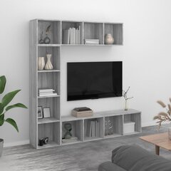 vidaXL 3-osainen Kirjahylly/TV-kaappisarja harmaa Sonoma 180x30x180 cm hinta ja tiedot | Hyllyt | hobbyhall.fi