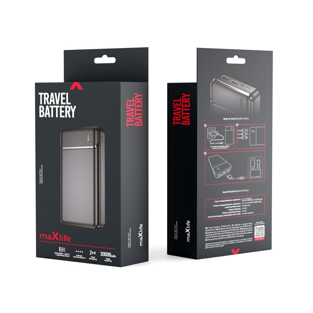 Maxlife Power Bank MXPB-01 30000 mAh hinta ja tiedot | Varavirtalähteet | hobbyhall.fi