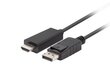 Lanberg, DisplayPort HDMI, 1.8 m hinta ja tiedot | Kaapelit ja adapterit | hobbyhall.fi