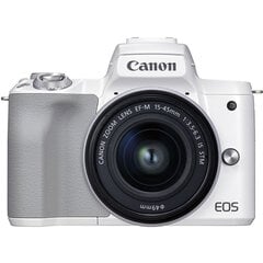 Canon EOS M50 Mark II EF-M 15-45mm IS STM Kit valkoinen hinta ja tiedot | Kamerat | hobbyhall.fi