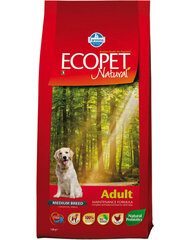 Farmina Ecopet Natural keskikokoisille koirille, kanaa, 12 kg hinta ja tiedot | Koiran kuivaruoka | hobbyhall.fi