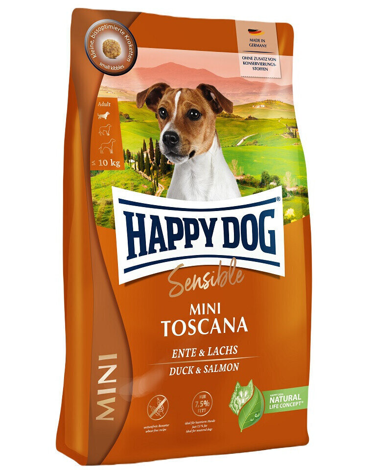 Happy DOg Sensible Mini Toscana pienirotuisille koirille ankkaa ja lohta, 10 kg hinta ja tiedot | Koiran kuivaruoka | hobbyhall.fi