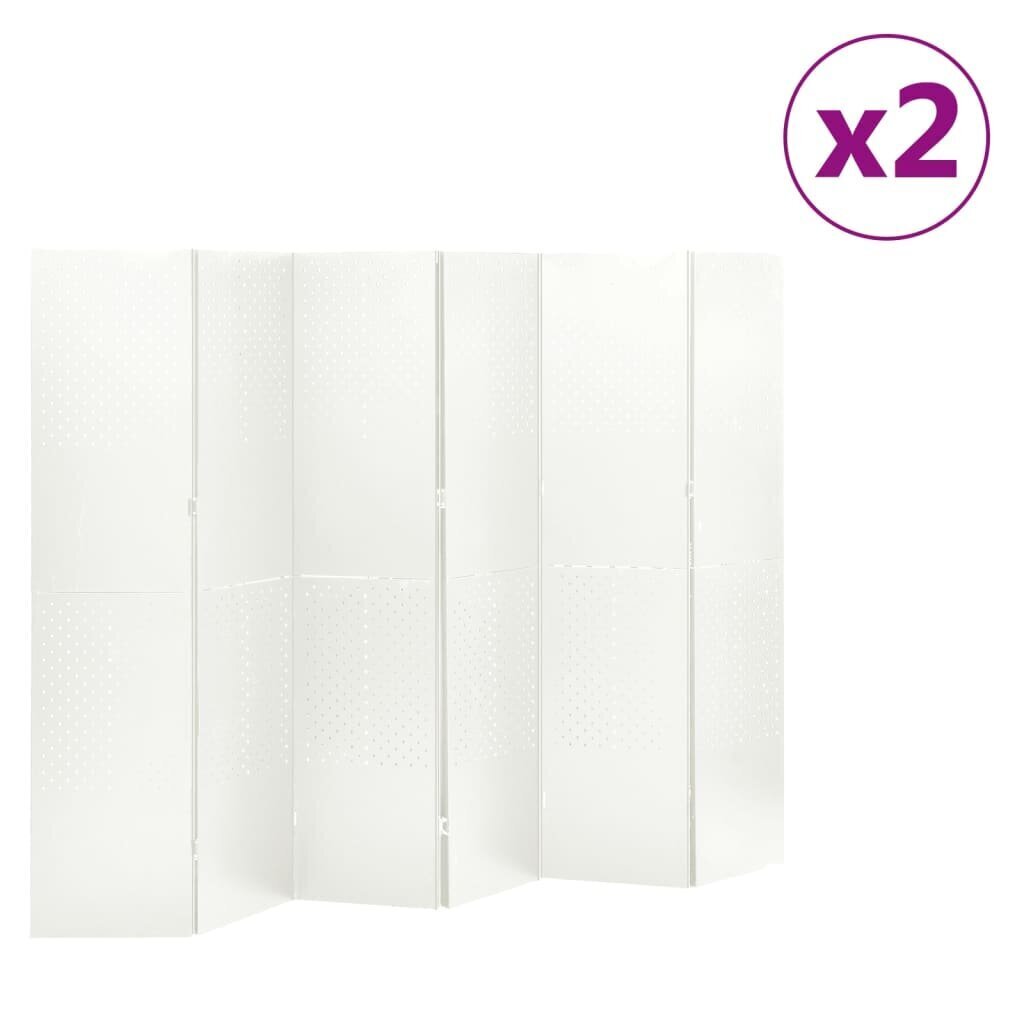 vidaXL 6-paneeliset tilanjakajat 2 kpl 240x180 cm valkoinen teräs hinta ja tiedot | Sermit ja tilanjakajat | hobbyhall.fi