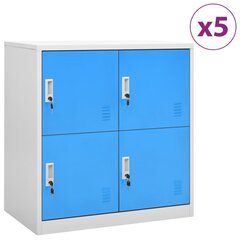 vidaXL Pukukaapit 5 kpl vaaleanharmaa ja sininen 90x45x92,5 cm teräs hinta ja tiedot | Olohuoneen kaapit ja lipastot | hobbyhall.fi