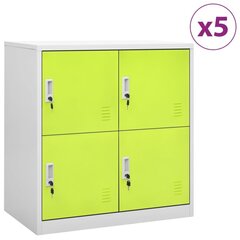 vidaXL Pukukaapit 5 kpl vaaleanharmaa ja vihreä 90x45x92,5 cm teräs hinta ja tiedot | Olohuoneen kaapit ja lipastot | hobbyhall.fi