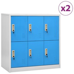 vidaXL Pukukaapit 2 kpl vaaleanharmaa ja sininen 90x45x92,5 cm teräs hinta ja tiedot | Olohuoneen kaapit ja lipastot | hobbyhall.fi