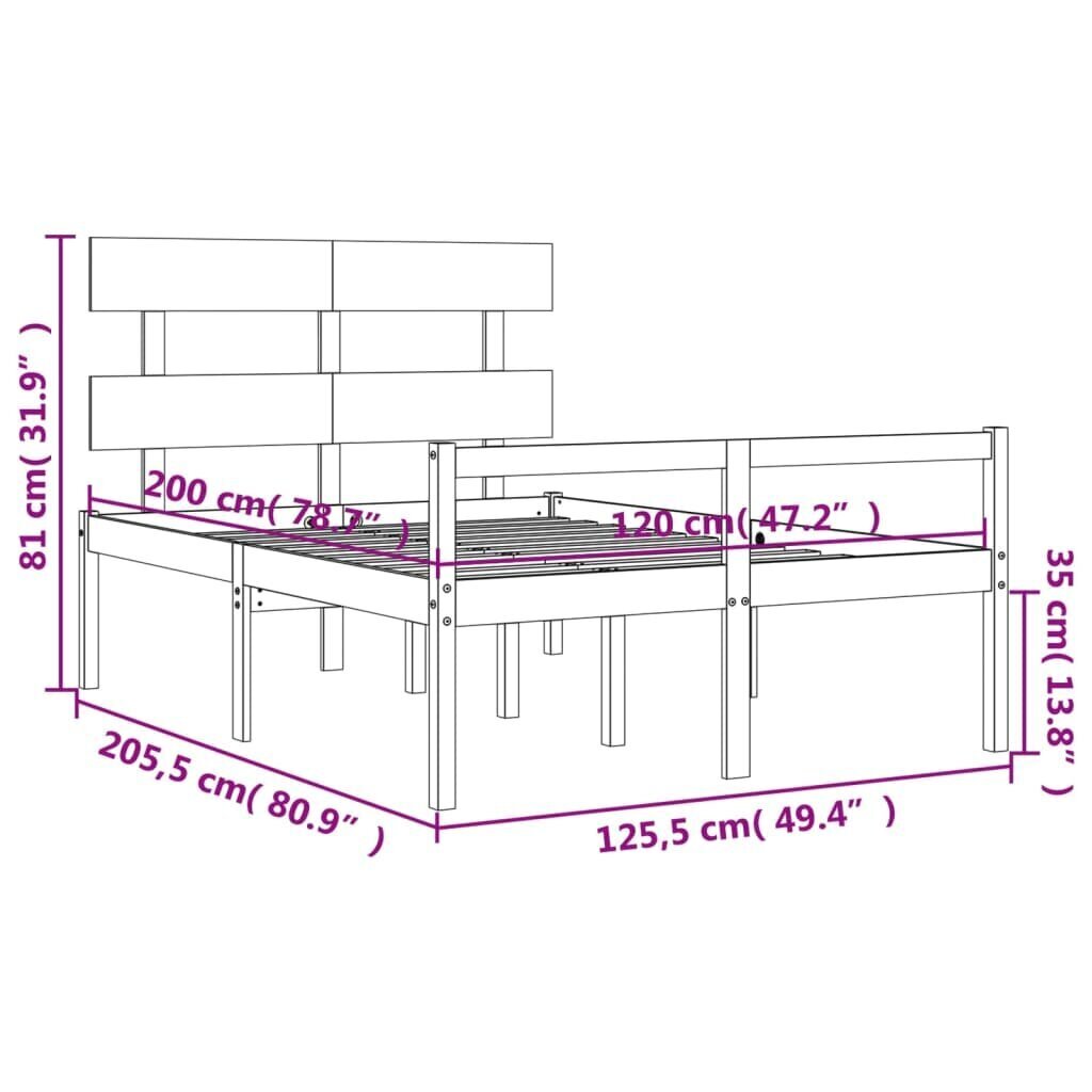 vidaXL Vanhusten sänky päädyllä valkoinen 120x200 cm täysi puu hinta ja tiedot | Sängyt | hobbyhall.fi