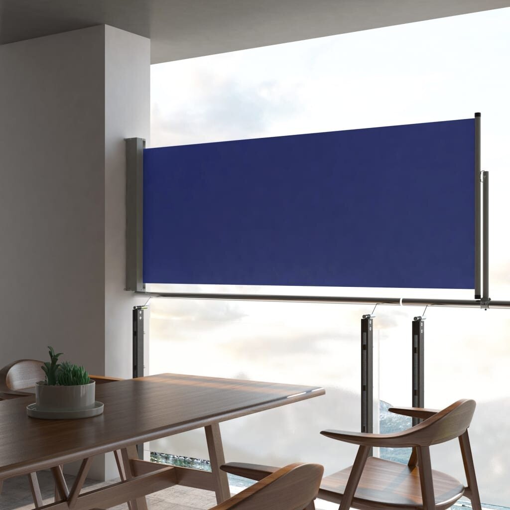 vidaXL Sisäänvedettävä terassin sivumarkiisi 100x300 cm sininen hinta ja tiedot | Aurinkovarjot ja markiisit | hobbyhall.fi