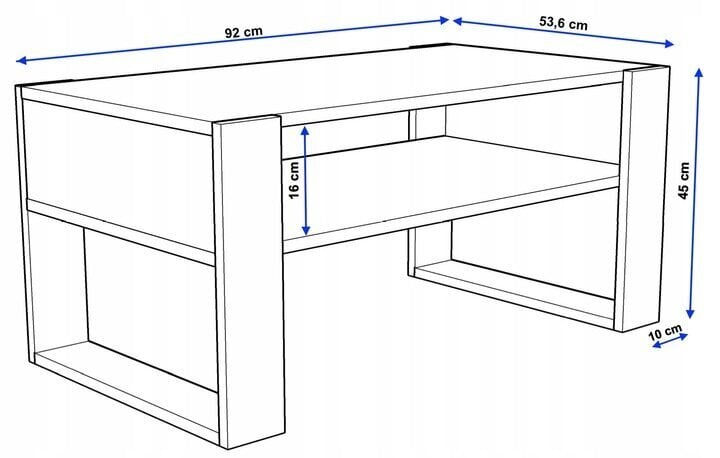 Sohvapöytä Perfektciecie Karo2, 92x54x45 cm, ruskea/musta hinta ja tiedot | Sohvapöydät | hobbyhall.fi