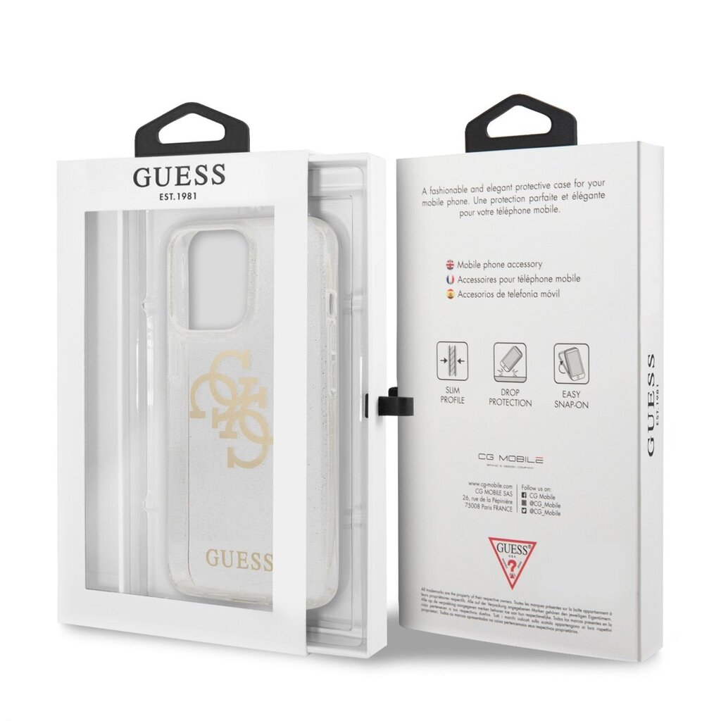 GUHCP13LPCUGL4GTR Guess TPU Big 4G Full Glitter Case iPhone 13 Pro läpinäkyvä hinta ja tiedot | Puhelimen kuoret ja kotelot | hobbyhall.fi