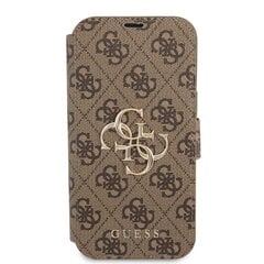 GUBKP13M4GMGBR Guess PU 4G Metal Logo Book Case for iPhone 13 Brown hinta ja tiedot | Puhelimen kuoret ja kotelot | hobbyhall.fi