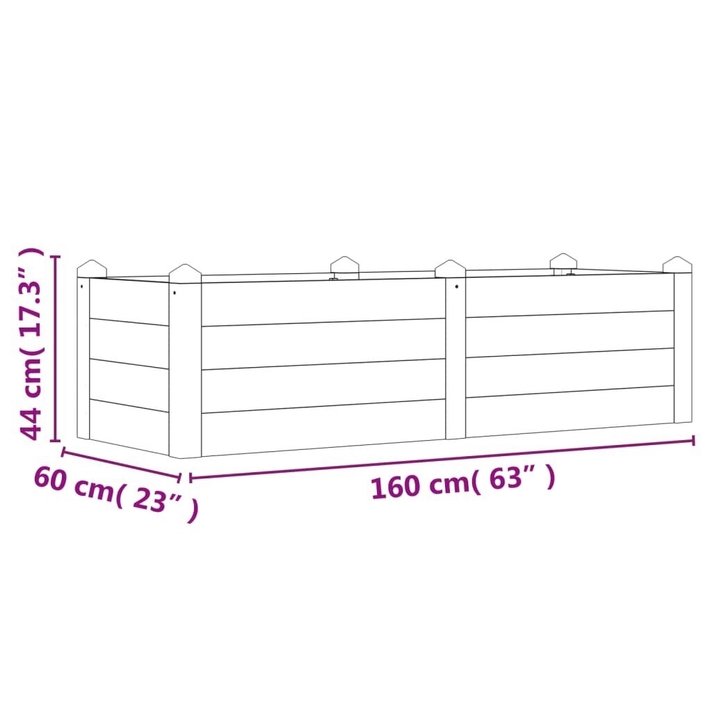 vidaXL Korotettu kukkalaatikko 160x60x44 cm täysi akasiapuu hinta ja tiedot | Kukkaruukut | hobbyhall.fi