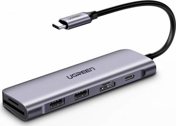 Keskitin Ugreen CM219 USB 3.0, USB-C, micro USB, harmaa hinta ja tiedot | Adapterit | hobbyhall.fi