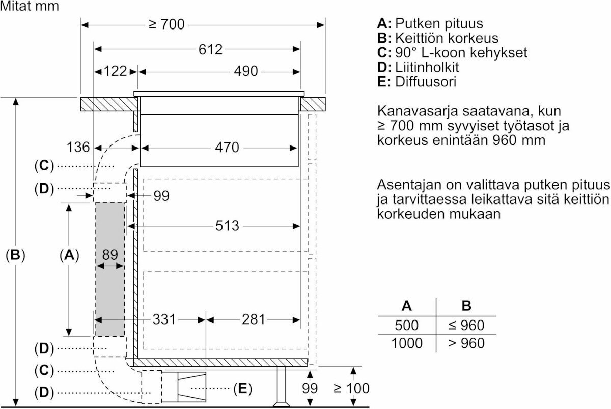 Induktioliesi liesituulettimella Siemens ED731FQ15E iQ500, 70cm hinta ja tiedot | Liesitasot | hobbyhall.fi