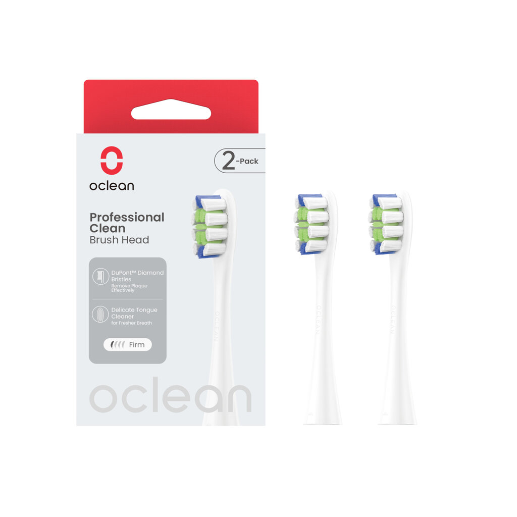 Oclean Professional Clean brush head P1C1 W02 2pcs White hinta ja tiedot | Sähköhammasharjan vaihtoharjat | hobbyhall.fi