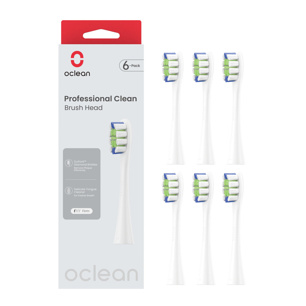 Harjaspää Oclean Professional Clean brush head P1C1 W06 6pcs White hinta ja tiedot | Sähköhammasharjan vaihtoharjat | hobbyhall.fi