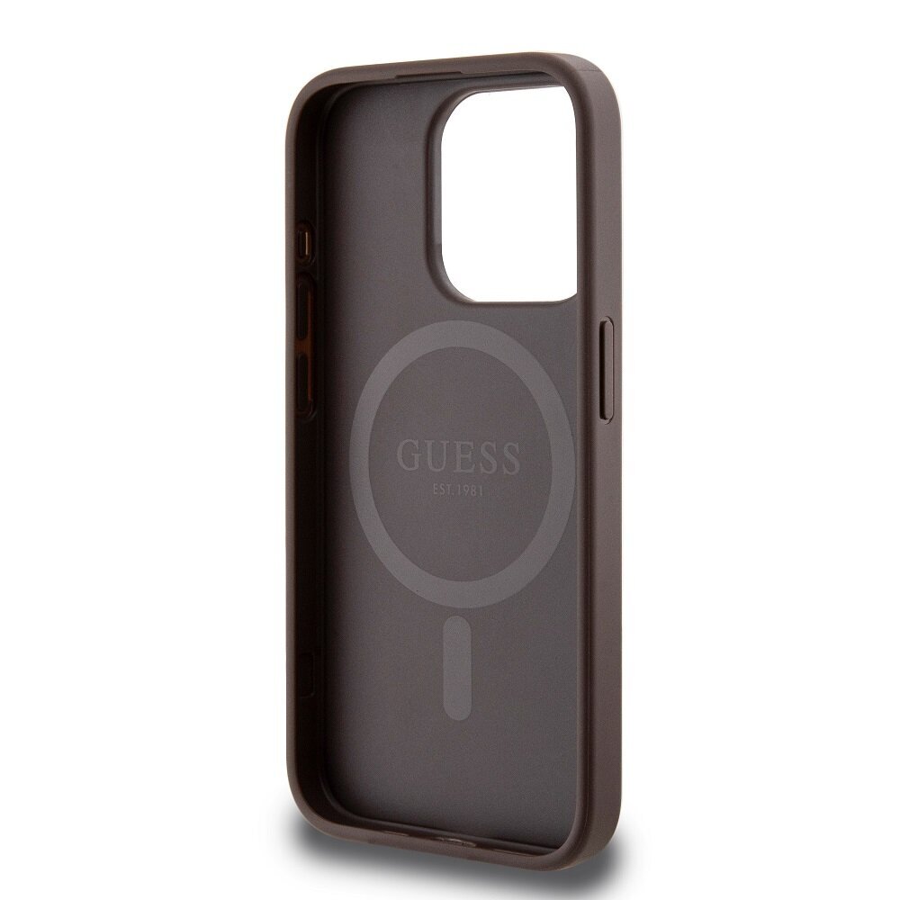 Guess PU Leather 4G Colored Ring MagSafe Case for iPhone 15 Pro Max Brown hinta ja tiedot | Puhelimen kuoret ja kotelot | hobbyhall.fi