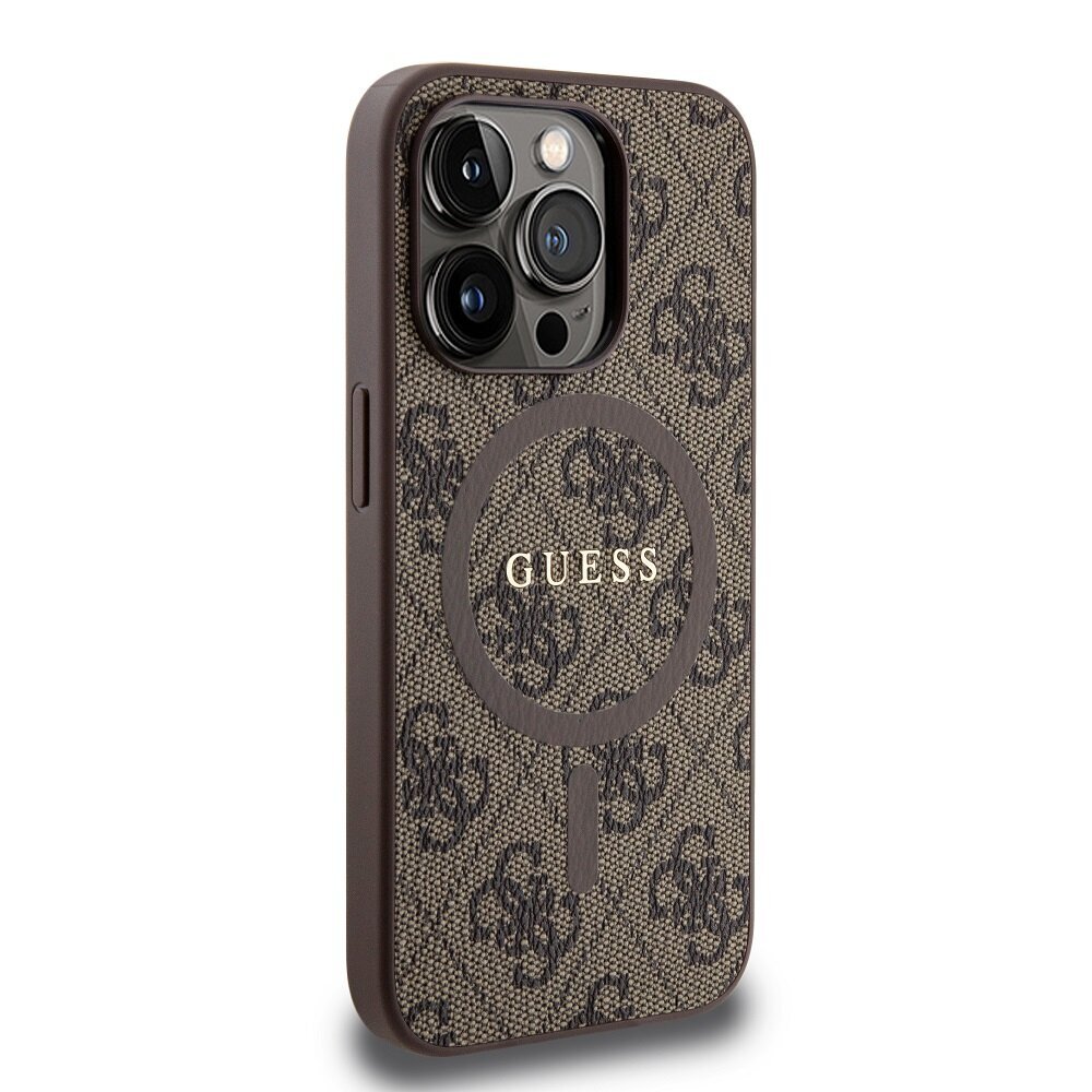 Guess PU Leather 4G Colored Ring MagSafe Case for iPhone 15 Pro Max Brown hinta ja tiedot | Puhelimen kuoret ja kotelot | hobbyhall.fi