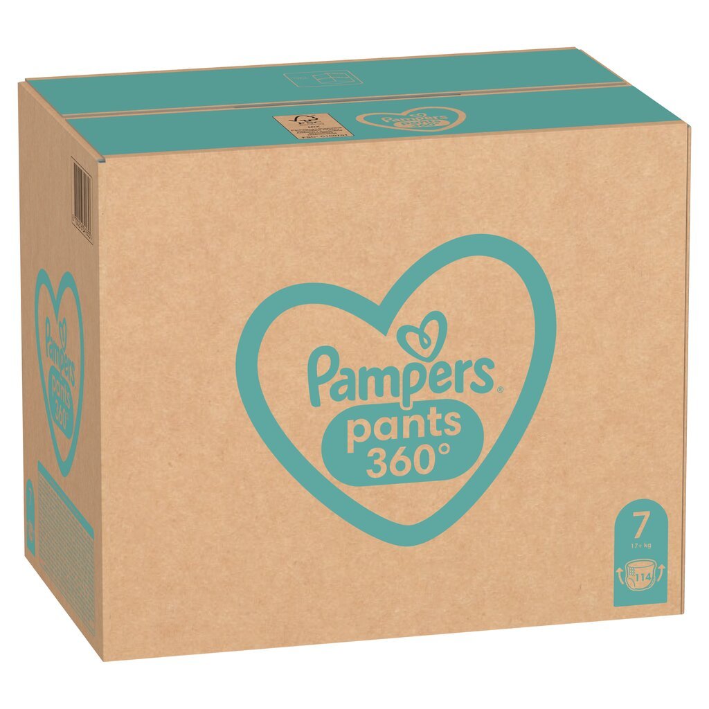 Vaipat Pampers Pants, koko 7, 114 kpl, 17kg+ hinta ja tiedot | Vaipat | hobbyhall.fi