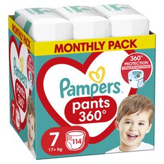 Vaipat Pampers Pants, koko 7, 114 kpl, 17kg+ hinta ja tiedot | Vaipat | hobbyhall.fi