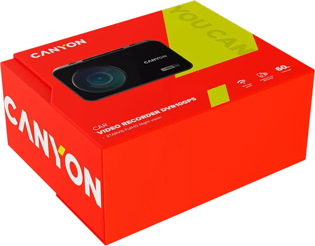 Canyon DVR10GPS, 3.0'' IPS (640x360), FHD 1920x1080@60fps, NTK96675, 2 MP CMOS Sony Starvis IMX307 -kuvakenno, 2 MP kamera, 136° katselukulma, Wi-Fi, GPS, videokameratietokanta, USB Type-C , Superkondensaattori, Pimeänäkö, Liiketunnistin hinta ja tiedot | Kamerat | hobbyhall.fi