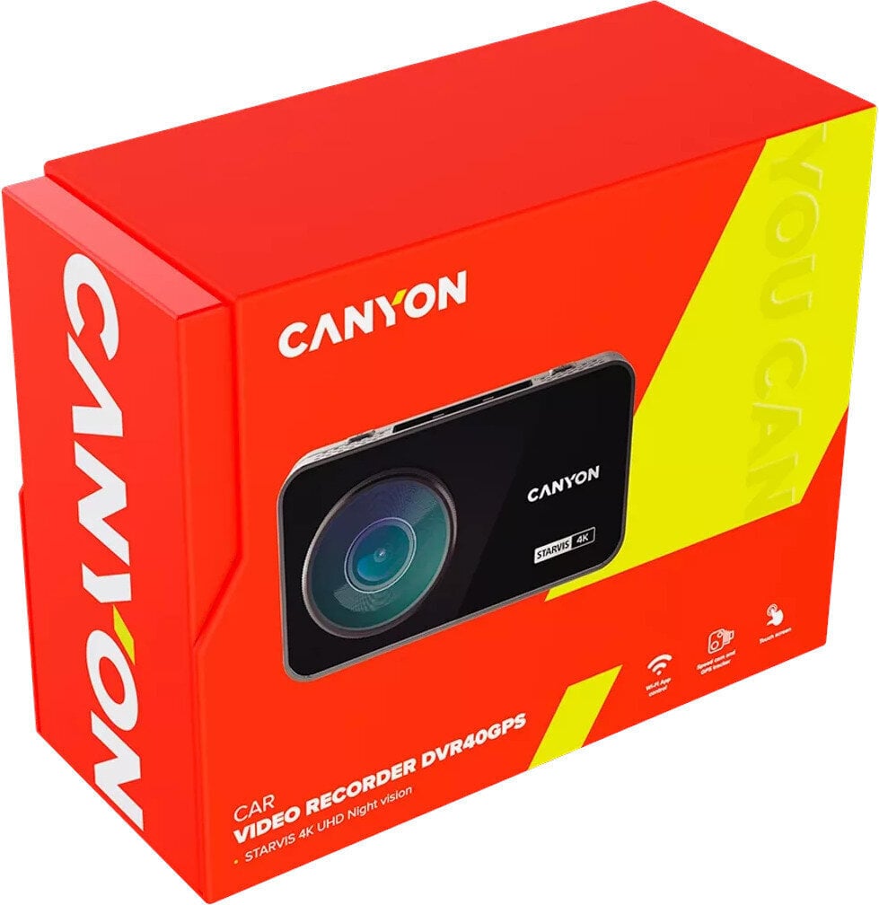 Canyon DVR40GPS, 3.0" IPS(640x360), kosketusnäyttö, UHD 4K 3840x2160@30fps, WQHD 2.5K 2560x1440@60fps, NTK96670, 8 MP CMOS, Sony Starvis -katselu, 1 MP4-kuvakenno, 1 MP4-kuvakenno, IMX415 MP GPS, videokameratietokanta, USB-C, hinta ja tiedot | Kamerat | hobbyhall.fi