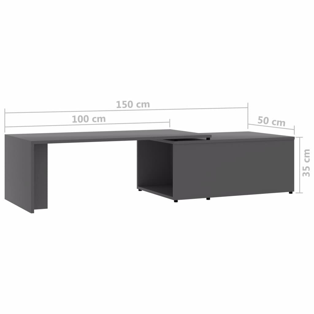 vidaXL Sohvapöytä harmaa 150x50x35 cm lastulevy hinta ja tiedot | Sohvapöydät | hobbyhall.fi