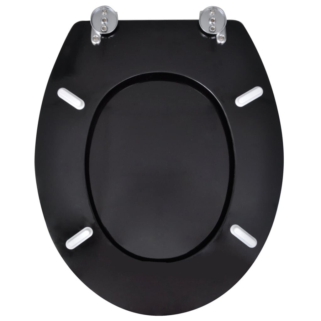 vidaXL WC-istuimet hard-close-kansilla 2 kpl MDF musta hinta ja tiedot | WC-istuimen lisätarvikkeet | hobbyhall.fi