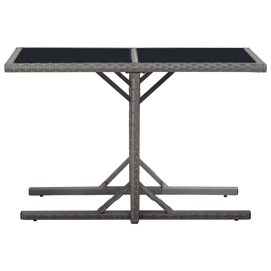 vidaXL Puutarhapöytä musta 110x53x72 cm lasi ja polyrottinki hinta ja tiedot | Puutarhapöydät | hobbyhall.fi