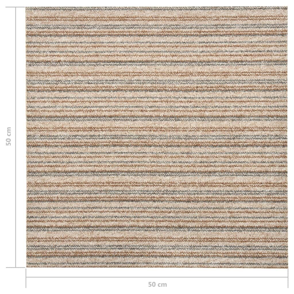 vidaXL Tekstiililaatta 20 kpl 5 m² 50x50 cm raidallinen beige hinta ja tiedot | Isot matot | hobbyhall.fi