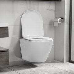 vidaXL Seinäkiinnitettävä WC ei huuhtelurengasta keraaminen valkoinen hinta ja tiedot | WC-istuimet | hobbyhall.fi