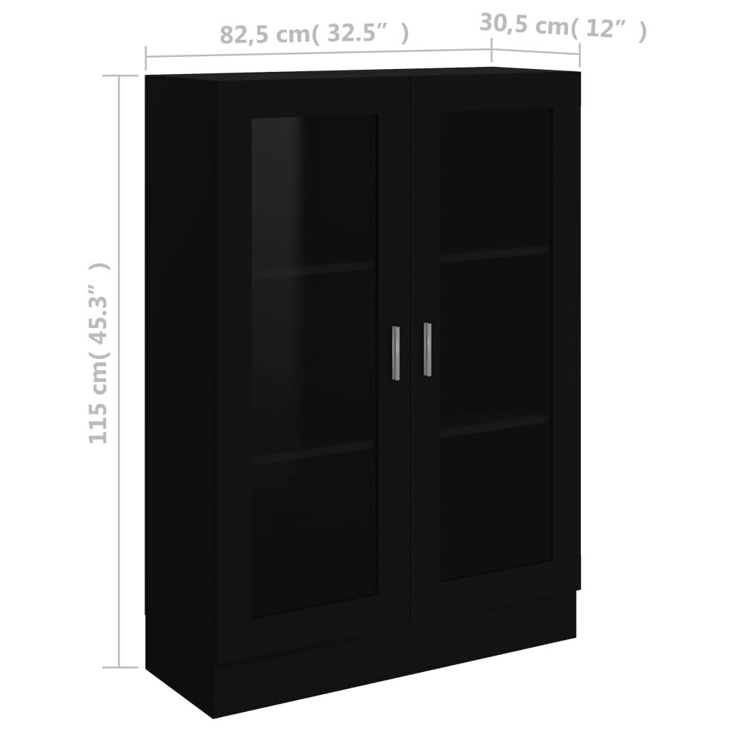 vidaXL Vitriinikaappi musta 82,5x30,5x115 cm lastulevy hinta ja tiedot | Vitriinit | hobbyhall.fi