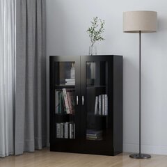 vidaXL Vitriinikaappi musta 82,5x30,5x115 cm lastulevy hinta ja tiedot | Vitriinit | hobbyhall.fi