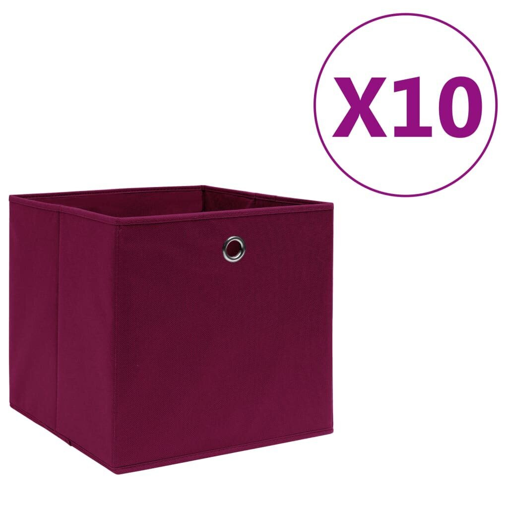 vidaXL Säilytyslaatikot 10 kpl kuitukangas 28x28x28 cm tummanpunainen hinta ja tiedot | Säilytyslaatikot ja -korit | hobbyhall.fi