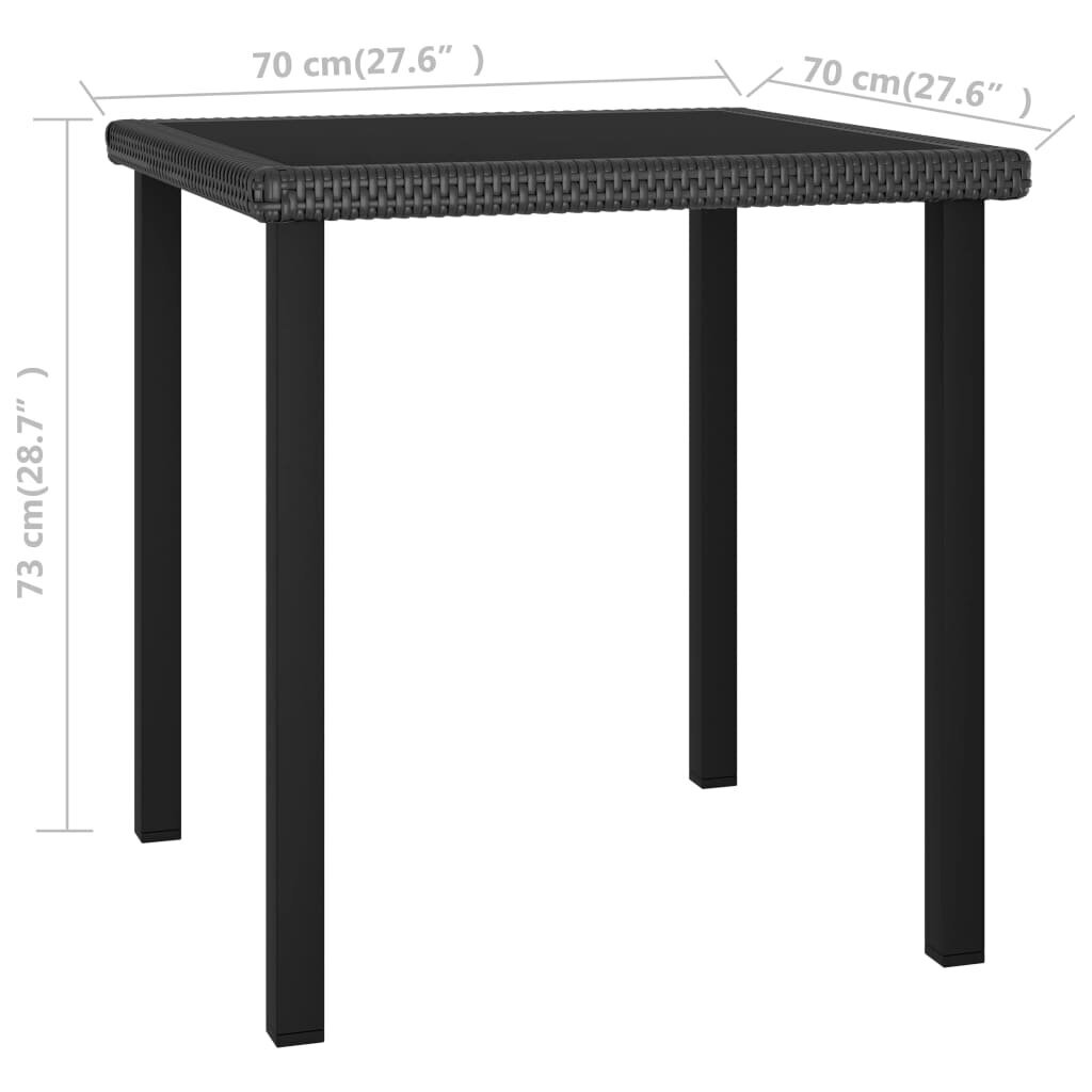 vidaXL Puutarhan ruokapöytä musta 70x70x73 cm polyrottinki hinta ja tiedot | Puutarhapöydät | hobbyhall.fi