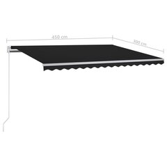 vidaXL Sisäänkelattava markiisi LED/tuulisensori 450x300cm antrasiitti hinta ja tiedot | Aurinkovarjot ja markiisit | hobbyhall.fi