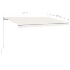 vidaXL Sisäänkelattava markiisi LED ja tuulisensori 450x300cm kerma hinta ja tiedot | Aurinkovarjot ja markiisit | hobbyhall.fi