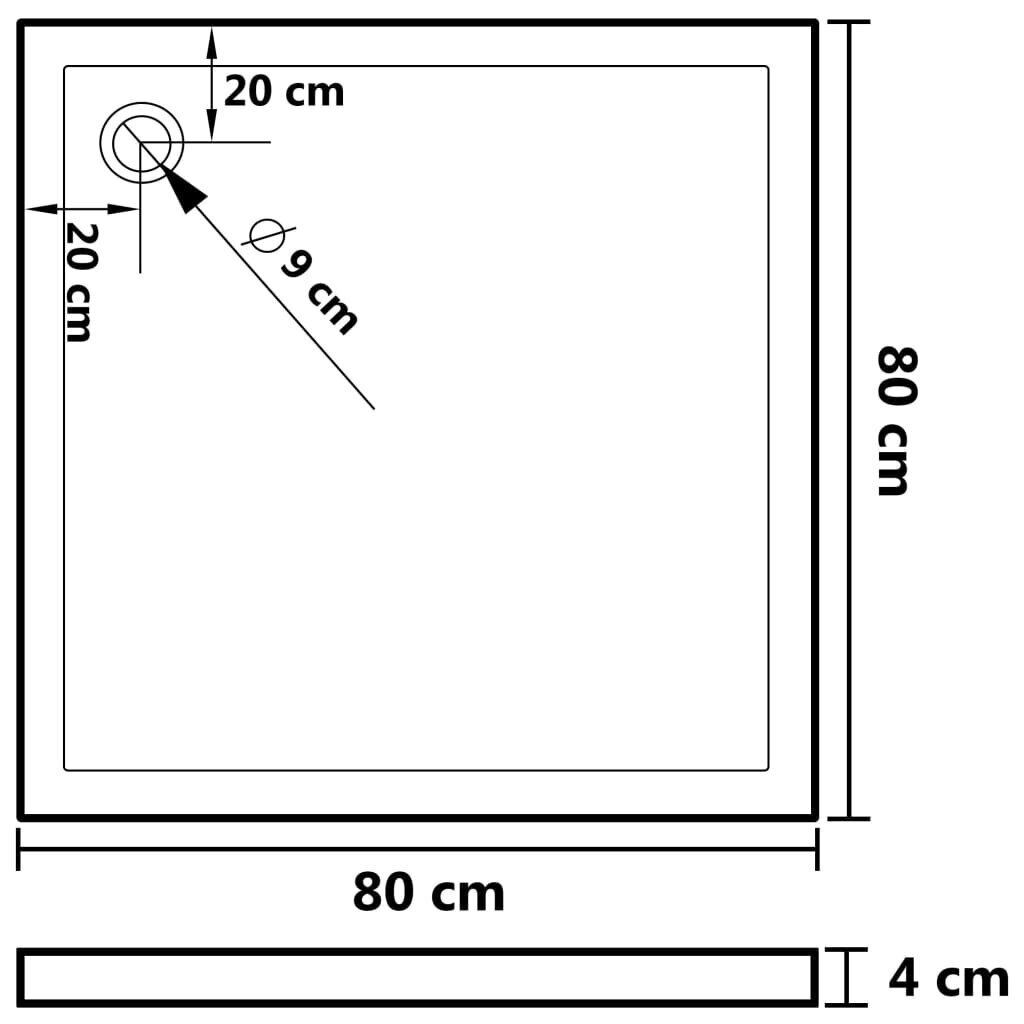 vidaXL Suihkualusta nystyröillä valkoinen 80x80x4 cm ABS hinta ja tiedot | Suihkualtaat | hobbyhall.fi