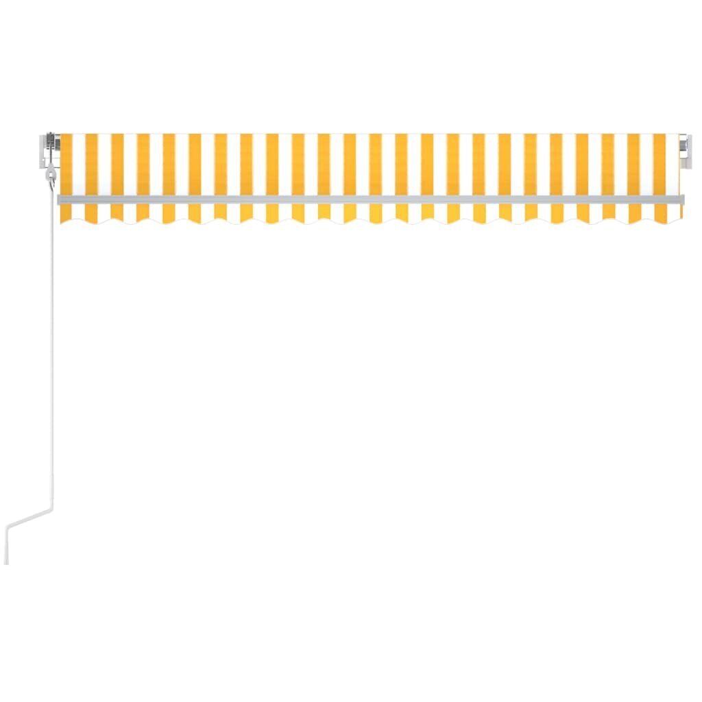 vidaXL Sisäänkelattava markiisi LED/tuulisensori 450x300cm keltavalk. hinta ja tiedot | Aurinkovarjot ja markiisit | hobbyhall.fi
