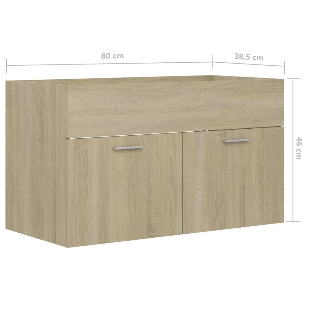 vidaXL Allaskaappi Sonoma-tammi 80x38,5x46 cm lastulevy hinta ja tiedot | Kylpyhuonekaapit | hobbyhall.fi