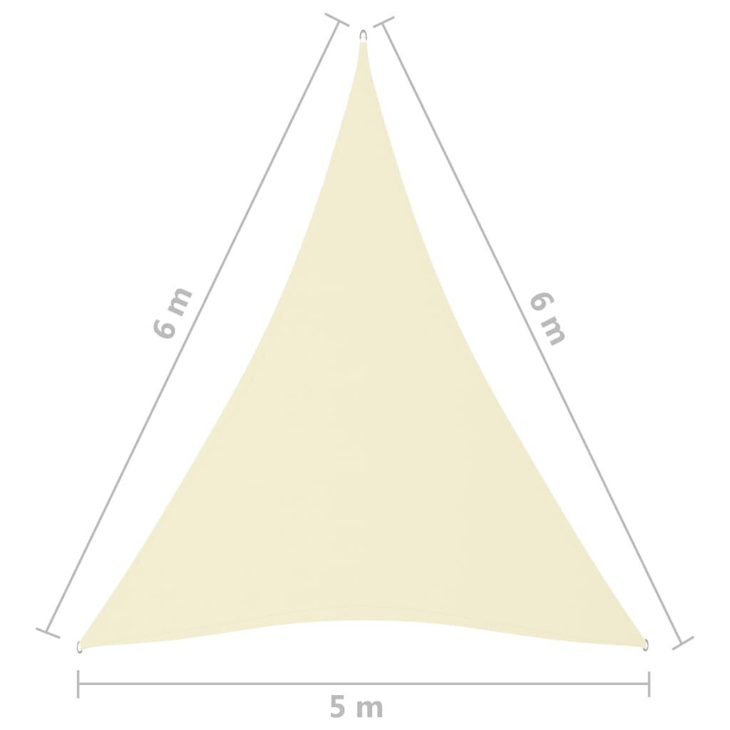 vidaXL Aurinkopurje Oxford-kangas kolmio 5x6x6 m kerma hinta ja tiedot | Aurinkovarjot ja markiisit | hobbyhall.fi