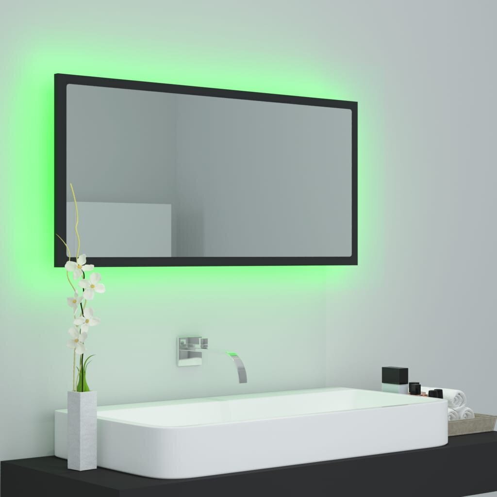 vidaXL LED-kylpyhuonepeili harmaa 90x8,5x37 cm akryyli hinta ja tiedot | Kylpyhuonepeilit | hobbyhall.fi