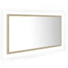 vidaXL LED-kylpyhuonepeili Sonoma-tammi 90x8,5x37 cm akryyli hinta ja tiedot | Kylpyhuonepeilit | hobbyhall.fi