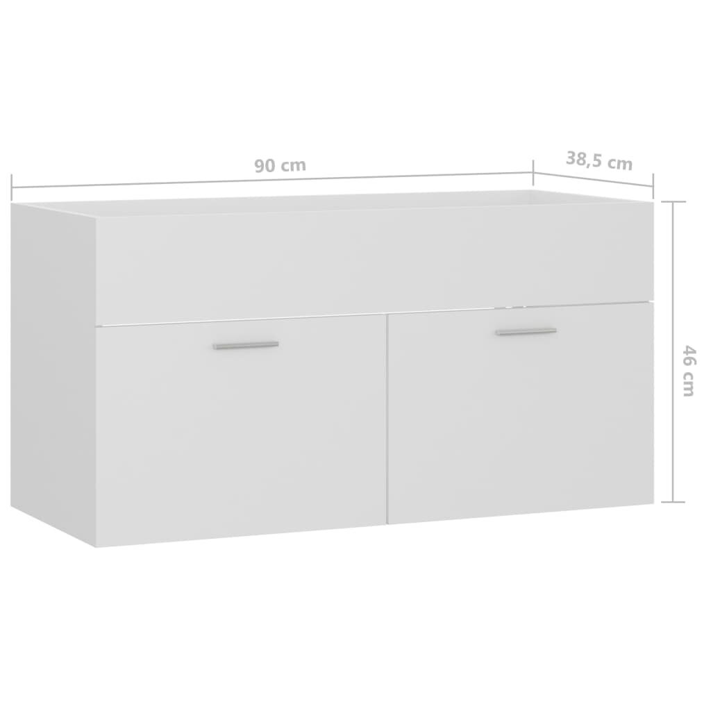 vidaXL Allaskaappi valkoinen 90x38,5x46 cm lastulevy hinta ja tiedot | Kylpyhuonekaapit | hobbyhall.fi
